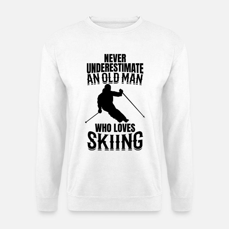 Alter Mann Skifahrer - Unisex Pullover - Weiß