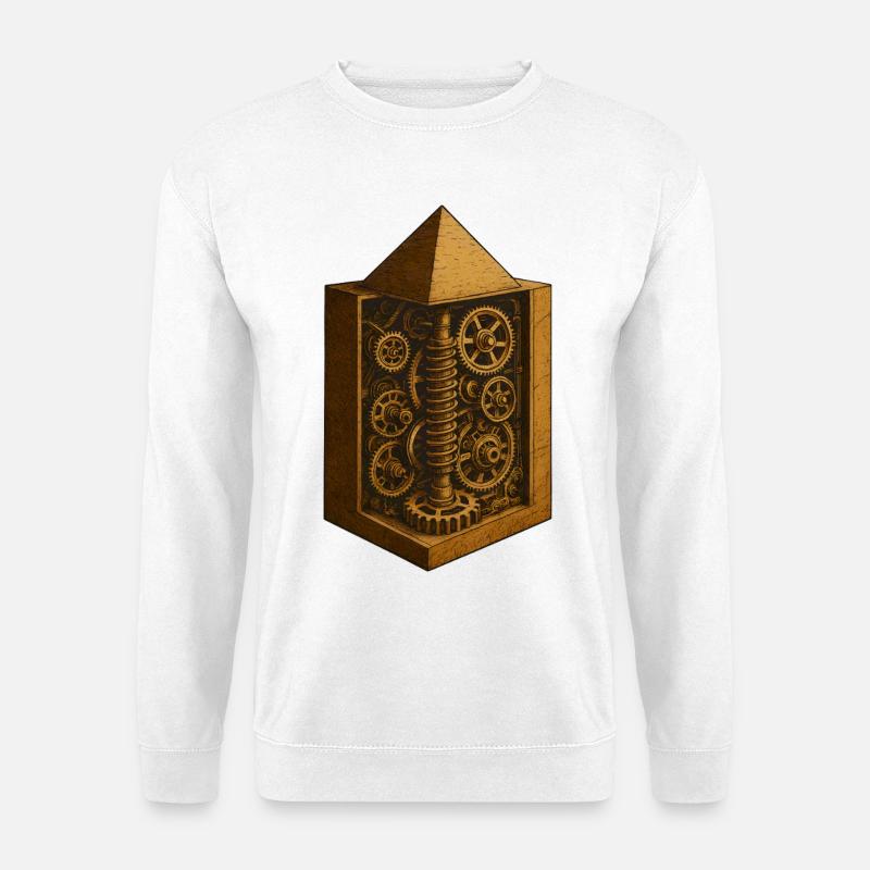 Pyramide von Chephren | Antike Getriebemechanik-Kunst - Unisex Pullover - Weiß
