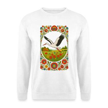 Polish Folk Stork Floral Artwork - Unisex Sweatshirt - white - Front