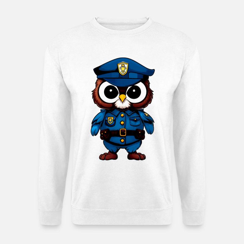 Eule Polizei - Unisex Pullover - Weiß