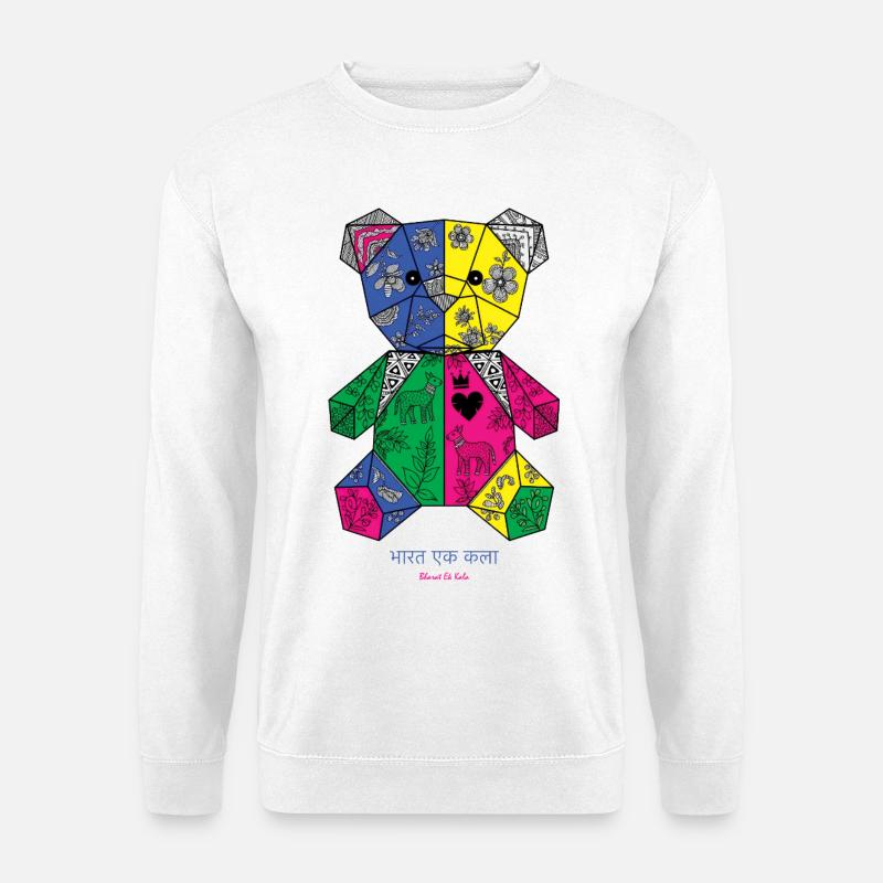 Geometrisches florales Teddy-Mosaik - Unisex Pullover - Weiß