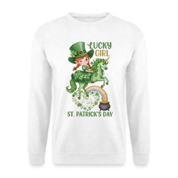 Lucky Girl St. Patrick’s Day Funny Quote - Unisex Sweatshirt - white - Front