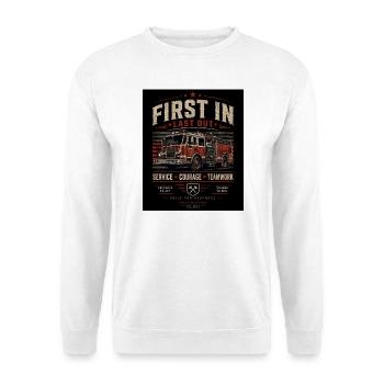 Feuerwehr First In Last Out - Unisex Pullover - Weiß - Vorne
