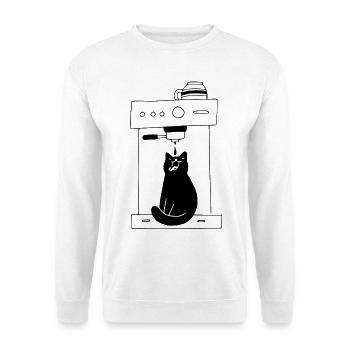 Katze Kaffee Barista Vintage - Unisex Pullover - Weiß - Vorne