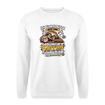 Müdes Faultier im Koffeinmodus - Unisex Pullover - Weiß - Vorne - Alina (178cm) & Michal (187cm)