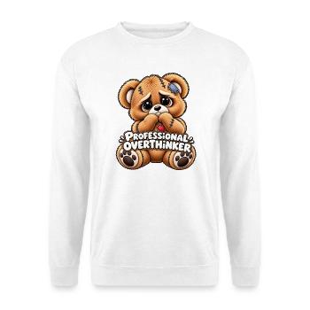 Profi-Overthinker Bär - Unisex Pullover - Weiß - Vorne - Alina (178cm) & Michal (187cm)