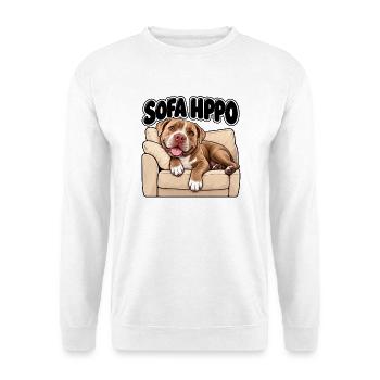 Bully Sofa Hippo - Unisex Pullover - Weiß - Vorne - Alina (178cm) & Michal (187cm)