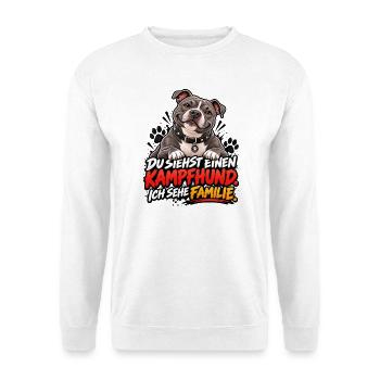 Ich sehe Familie - Unisex Pullover - Weiß - Vorne - Alina (178cm) & Michal (187cm)