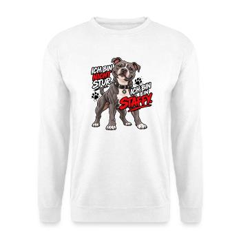 Sturer Staffy - Unisex Pullover - Weiß - Vorne - Alina (178cm) & Michal (187cm)