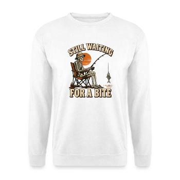 Skelettangeln – Warte immer noch auf einen Biss - Unisex Pullover - Weiß - Vorne - Alina (178cm) & Michal (187cm)