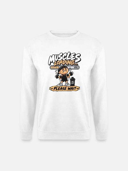 Muskeln laden sich – lustiges Fitnessstudio - Unisex Pullover - Weiß