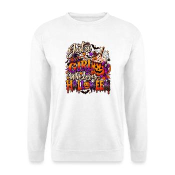 Just a Girl Who Loves Halloween - Unisex Pullover - Weiß - Vorne - Alina (178cm) & Michal (187cm)