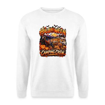 Halloween Camping Crew Motiv - Unisex Pullover - Weiß - Vorne - Alina (178cm) & Michal (187cm)