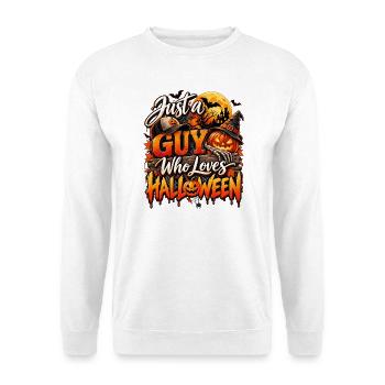 Just a Guy Who Loves Halloween - Unisex Pullover - Weiß - Vorne - Alina (178cm) & Michal (187cm)