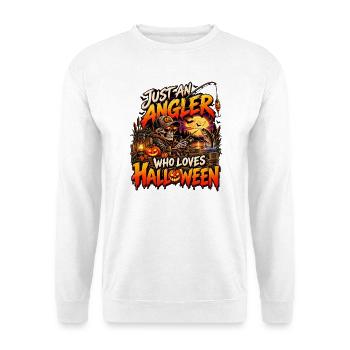 Nur ein Angler der Halloween mag - Unisex Pullover - Weiß - Vorne - Alina (178cm) & Michal (187cm)
