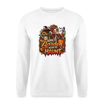 Geboren zum Gärtnern, bereit zu spuken - Unisex Pullover - Weiß - Vorne - Alina (178cm) & Michal (187cm)