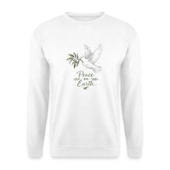 Frieden auf Erden, Taube - Unisex Pullover - Weiß - Vorne - Alina (178cm) & Michal (187cm)