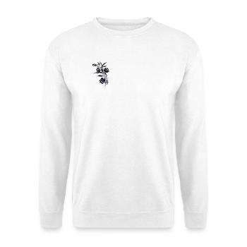 Nachtblüten Umrisse Indigo - Unisex Pullover - Weiß - Vorne - Alina (178cm) & Michal (187cm)