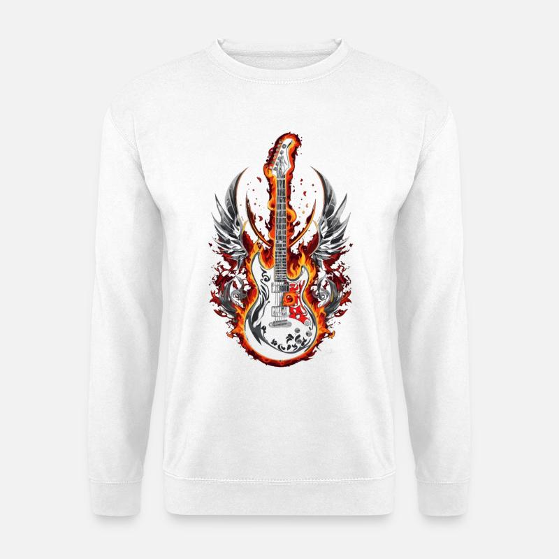 Fire Winged Guitar - Unisex Sweatshirt - white