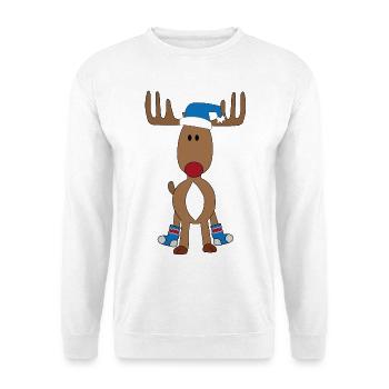 Drôle d’orignal pour Noël - Sweat-shirt Unisexe - blanc - Devant