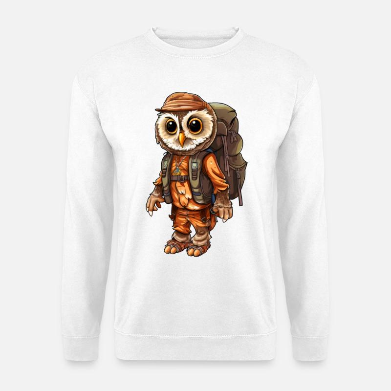 Eulen Bergsteiger / Wandern Eule - Unisex Pullover - Weiß