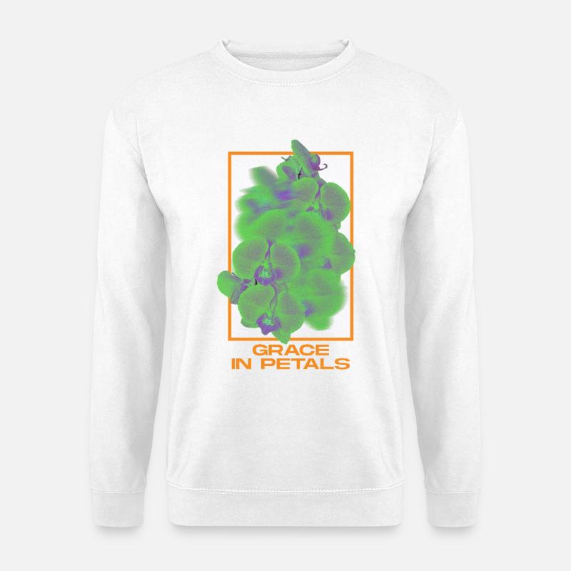 Grace in Petals - Floral Art - Unisex Pullover - Weiß