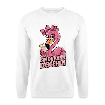 Bin da Flamingo Cocktail Party Motiv - Unisex Pullover - Weiß - Vorne