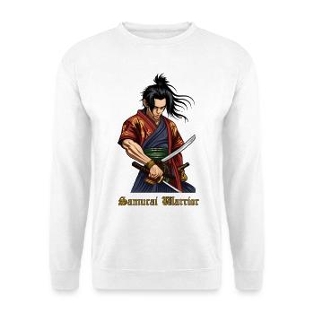 Samurai Warrior – Japanischer Krieger mit Katana - Unisex Pullover - Weiß - Vorne - Alina (178cm) & Michal (187cm)
