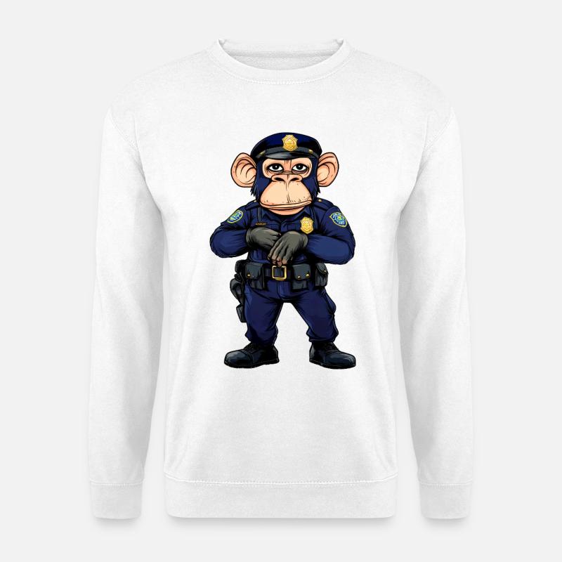 Schimpansen Polizist / Polizei Affe - Unisex Pullover - Weiß