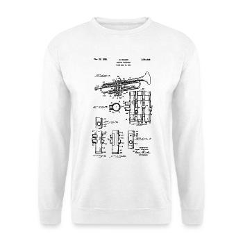 Trumpet – Technical Drawing Vintage Patent - Unisex Sweatshirt - white - Front