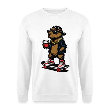 Colles Capybara Skateboard Kaffee - Unisex Pullover - Weiß - Vorne