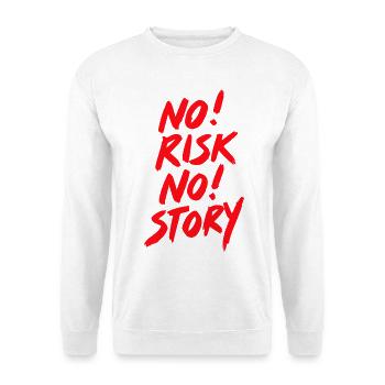 No risk no story - Unisex Pullover - Weiß - Vorne - Alina (178cm) & Michal (187cm)