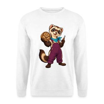 Pfotenwerkstatt Blütenholz - Unisex Pullover - Weiß - Vorne - Alina (178cm) & Michal (187cm)