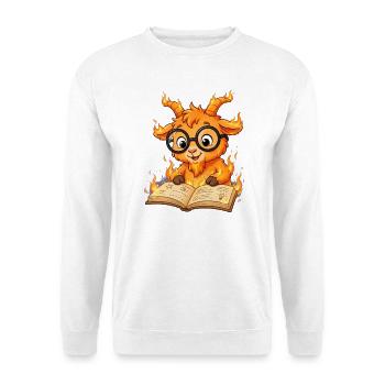 Leseratte Feuer Ziege Shirt 2027  - Unisex Pullover - Weiß - Vorne - Alina (178cm) & Michal (187cm)
