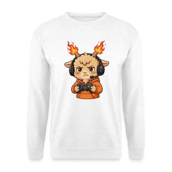Gamer Fire Goat Shirt Feuer Ziege - Unisex Pullover - Weiß - Vorne - Alina (178cm) & Michal (187cm)