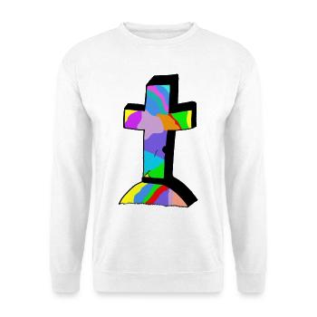 farbenfrohes buntes Kreuz Kreuze Jesus Gott - Unisex Pullover - Weiß - Vorne