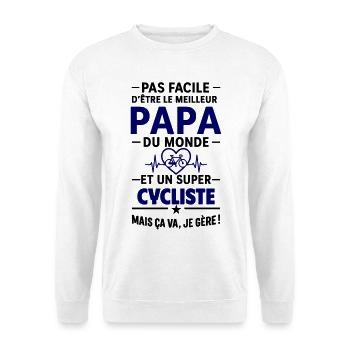 Heart + Cycling – Super Dad Cyclist - Unisex Sweatshirt - white - Front