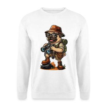 Funny Pug Explorer Hiking Camping Adventure - Unisex Sweatshirt - white - Front