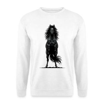 Cheval Noir de Face Cabré Puissance Équestre - Sweat-shirt Unisexe - blanc - Devant