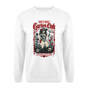 Dirty Hoes Garden Club Pflanzenprobleme - Unisex Pullover - Weiß - Vorne - Alina (178cm) & Michal (187cm)