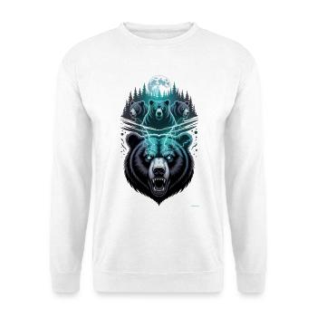 Lightning Bear Wildladungsdesign. - Unisex Pullover - Weiß - Vorne - Alina (178cm) & Michal (187cm)