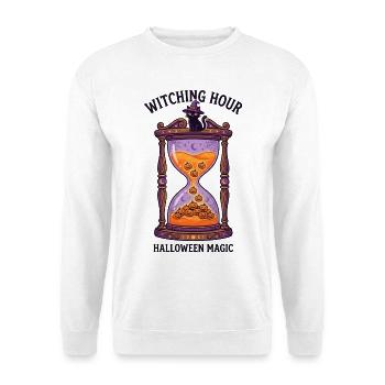 Magische Halloween-Sanduhr - Unisex Pullover - Weiß - Vorne - Alina (178cm) & Michal (187cm)