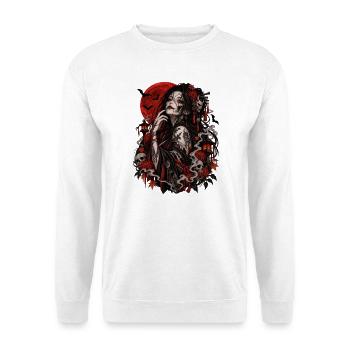 Halloween Horror Anime Dämonin - Unisex Pullover - Weiß - Vorne - Alina (178cm) & Michal (187cm)