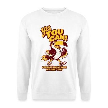 Yes You Can – Mutiger Tukan  - Unisex Pullover - Weiß - Vorne - Alina (178cm) & Michal (187cm)