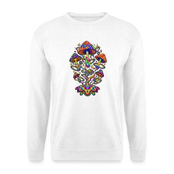 Psychedelic Rainbow Mushrooms - Unisex Pullover - Weiß - Vorne - Alina (178cm) & Michal (187cm)
