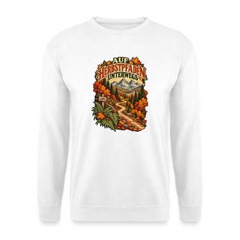Auf Herbstpfaden unterwegs - Unisex Pullover - Weiß - Vorne - Alina (178cm) & Michal (187cm)