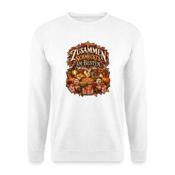 Gutes Essen, liebe Menschen - Unisex Pullover - Weiß - Vorne - Alina (178cm) & Michal (187cm)