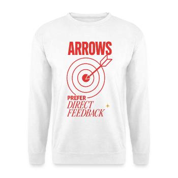 Bogenschießen – Arrows Prefer Direct Feedback - Unisex Pullover - Weiß - Vorne - Alina (178cm) & Michal (187cm)
