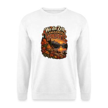 Wo die Zeit langsamer vergeht - Unisex Pullover - Weiß - Vorne - Alina (178cm) & Michal (187cm)
