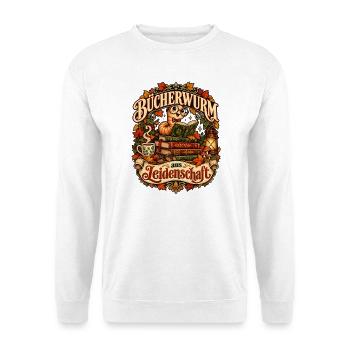Bücherwurm aus Leidenschaft - Unisex Pullover - Weiß - Vorne - Alina (178cm) & Michal (187cm)